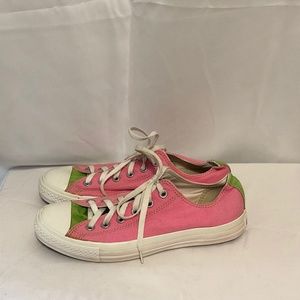 Size 10 Pink and Green Converse all Star Sneakers